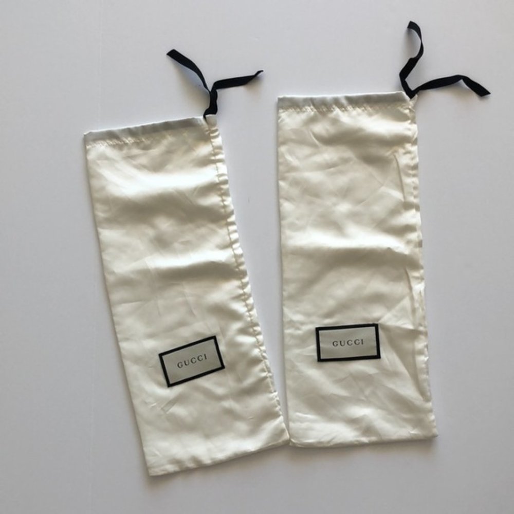 Gucci Pair Dust bags for shoes Authentic Ivory Luxury Sateen New 16" x 6"